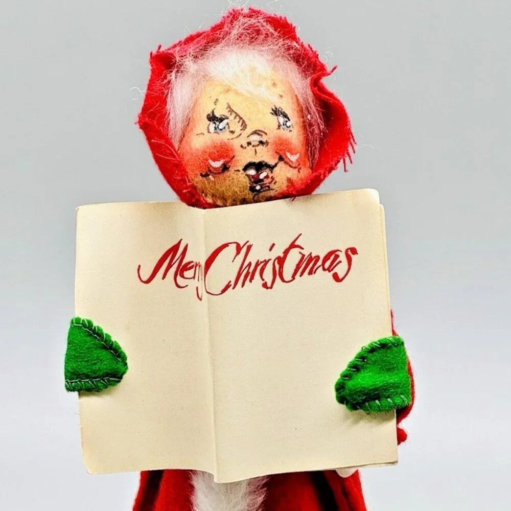 Annalee Caroler Girl‎ Woman 1971 Cone Base Tree Topper Vintage Christmas USA 9